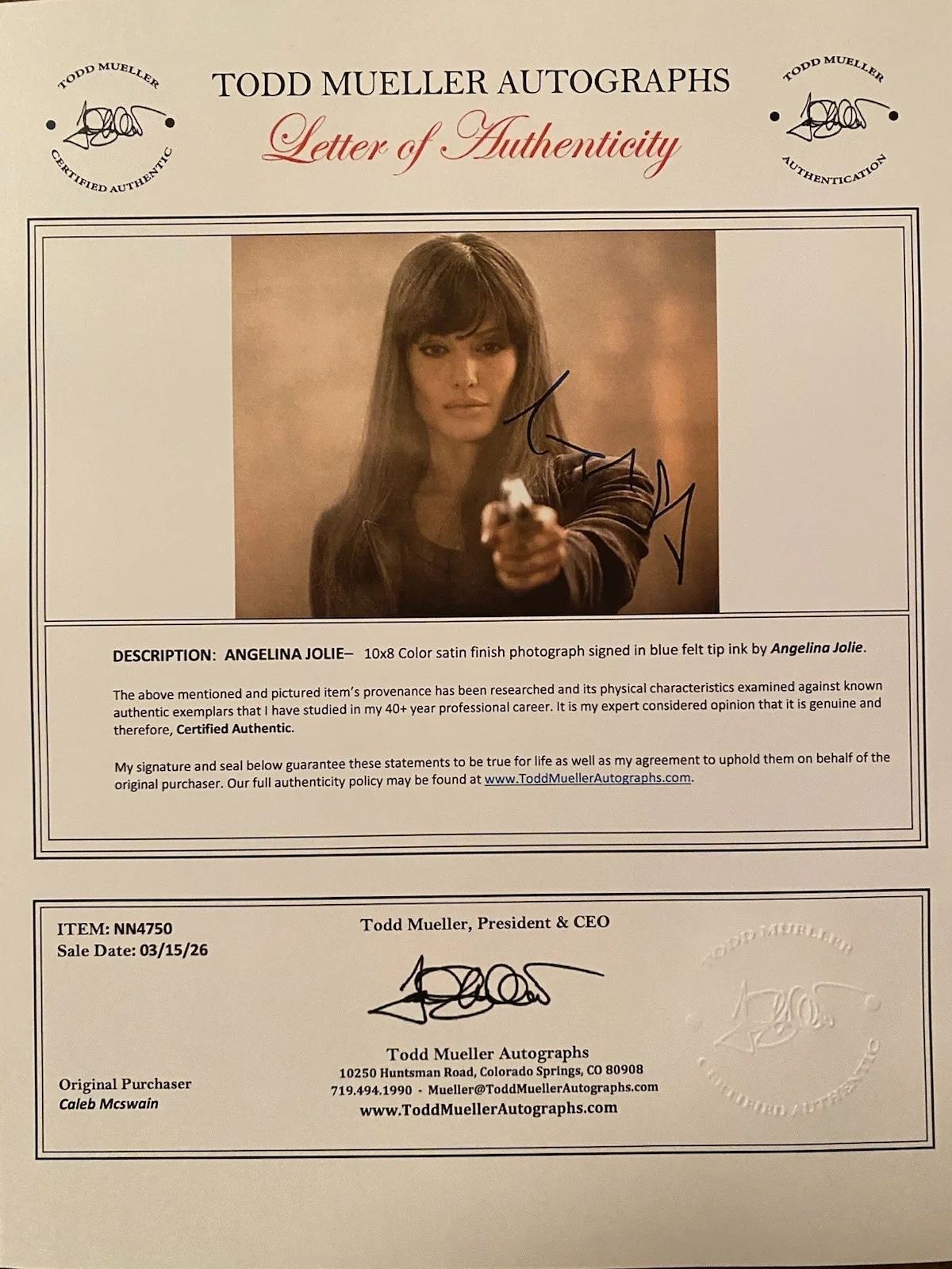 Angelina Jolie — Angelina Jolie Signed Autographed Photo With COA Me And Mrs Smith, image 4