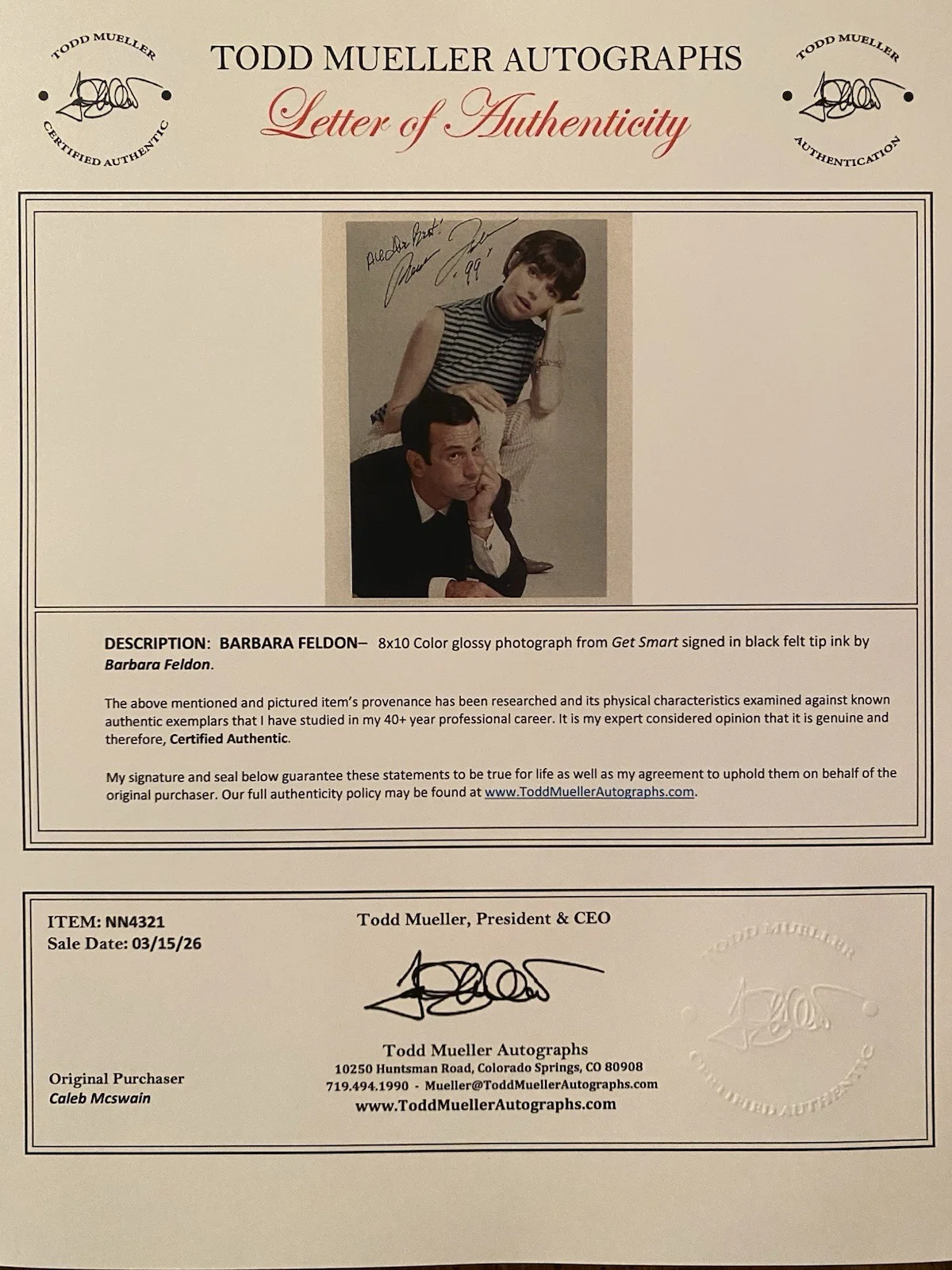 Barbara Feldon — Barbara Feldon Signed Autographed Photo With COA Agent 99 Get Smart, image 4