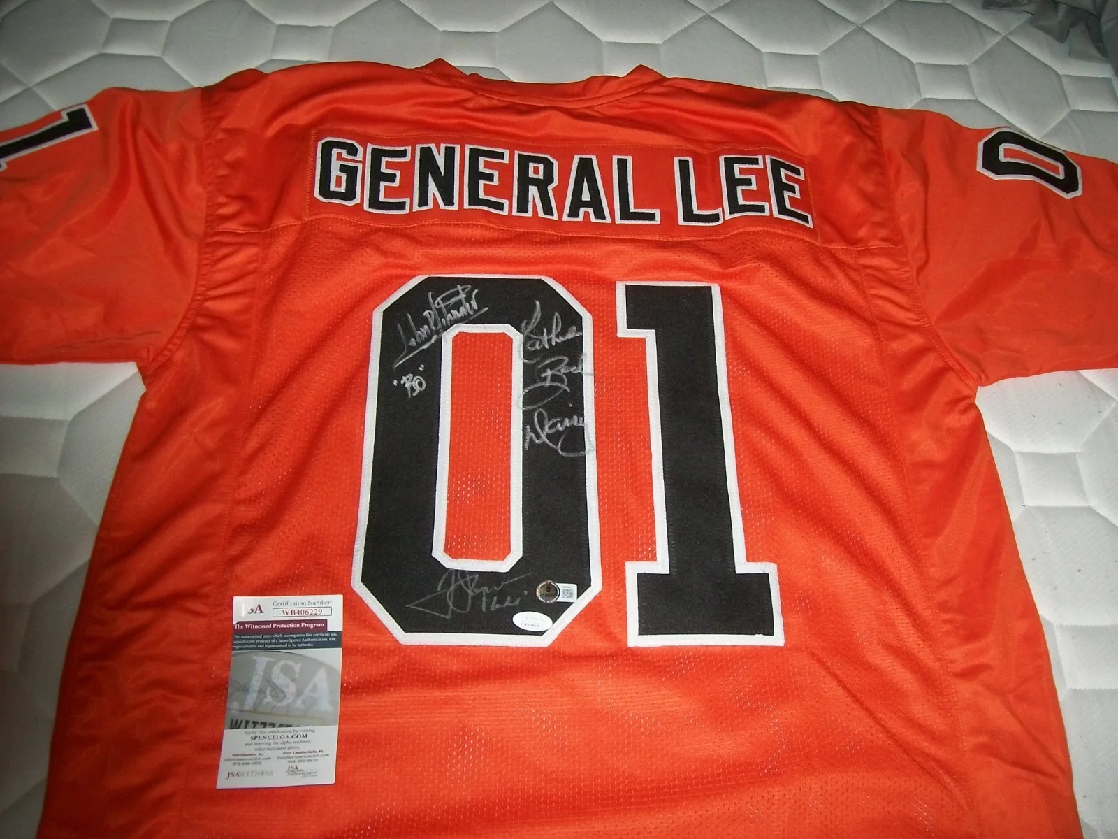 DUKES OF HAZZARD BO LUKE DAISY AUTO TRIPLE AUTOGRAPHED SIGNED JERSEY JSA, image 2