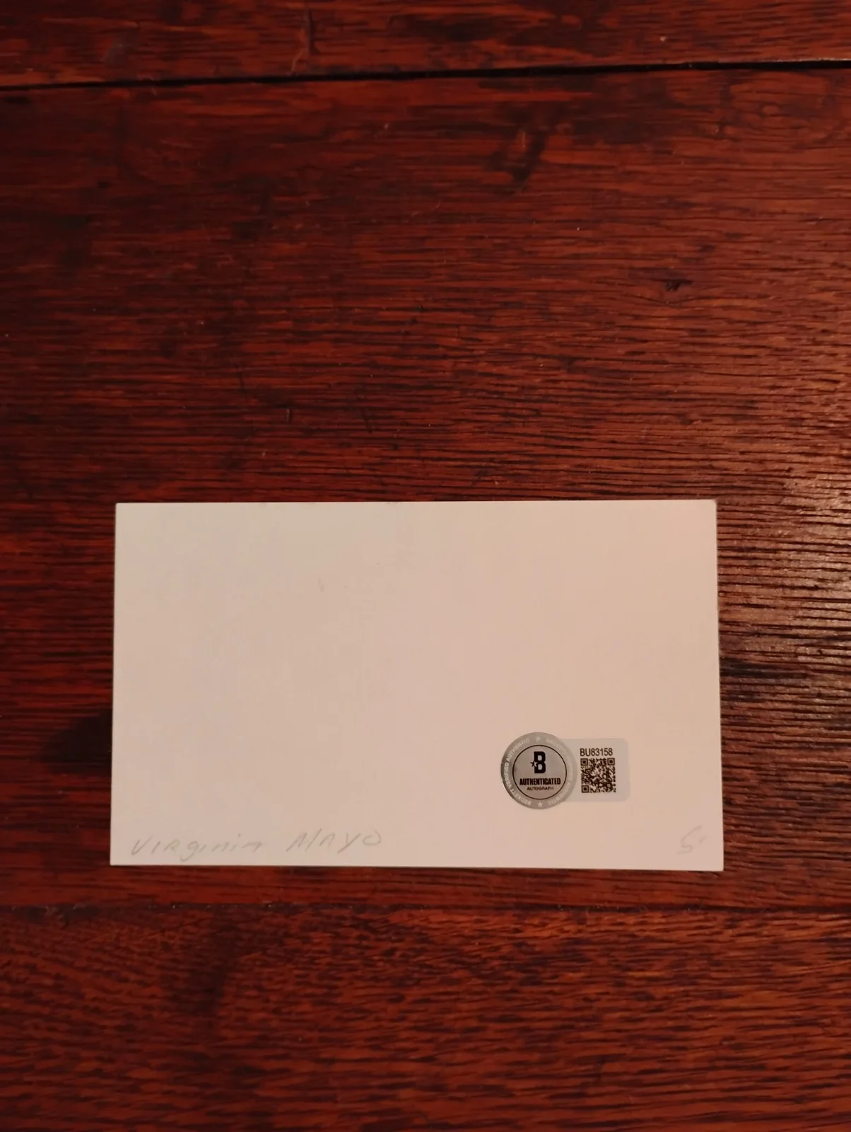 Virginia Mayo — Actress Virginia Mayo Signed Index Card Signature Autographed Beckett, image 2