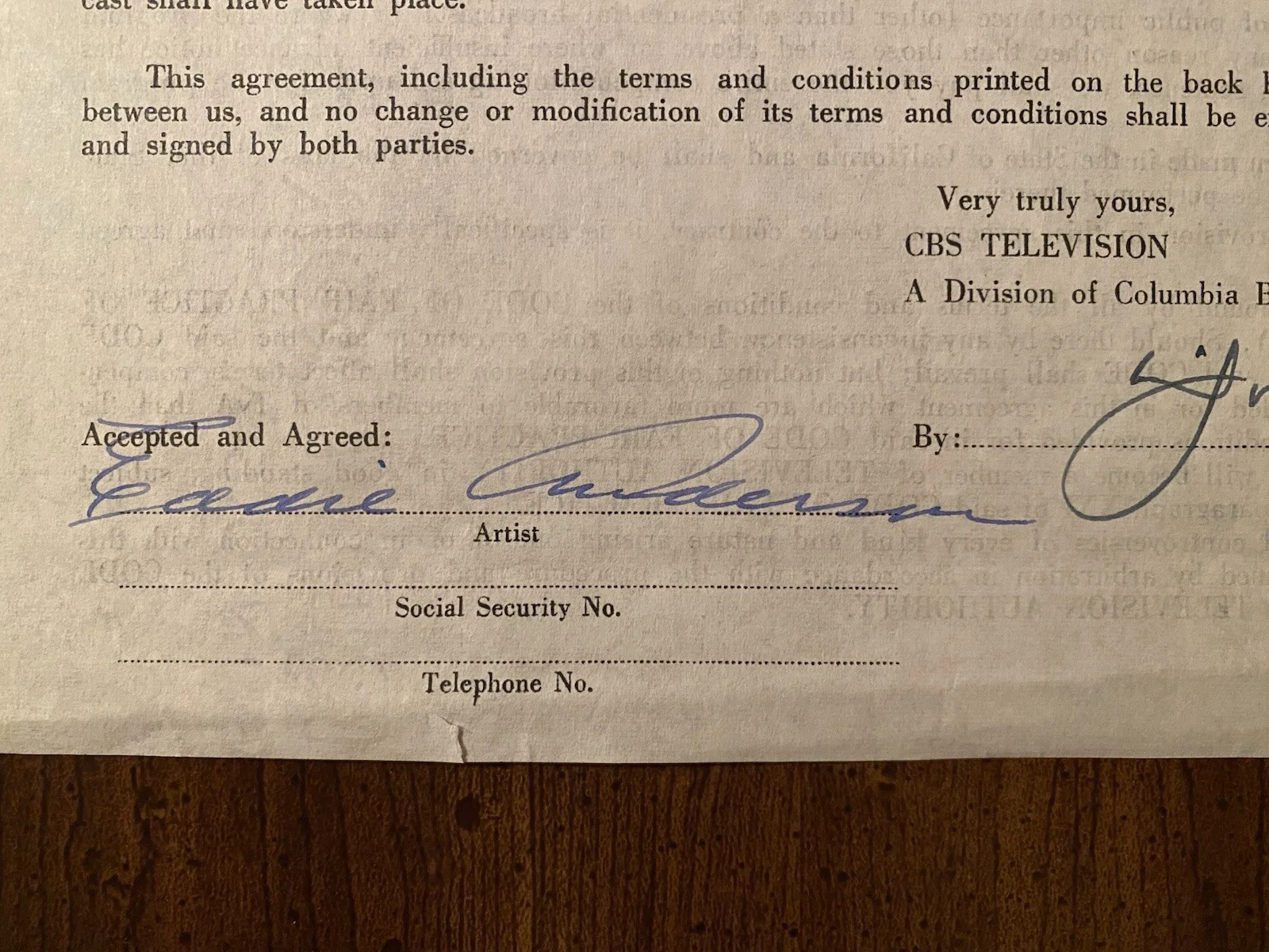 Eddie Anderson, Eddie Rochester Anderson — Eddie Rochester Anderson Signed Autographed CBS Contract Jack Benny Show RARE, изображение 3
