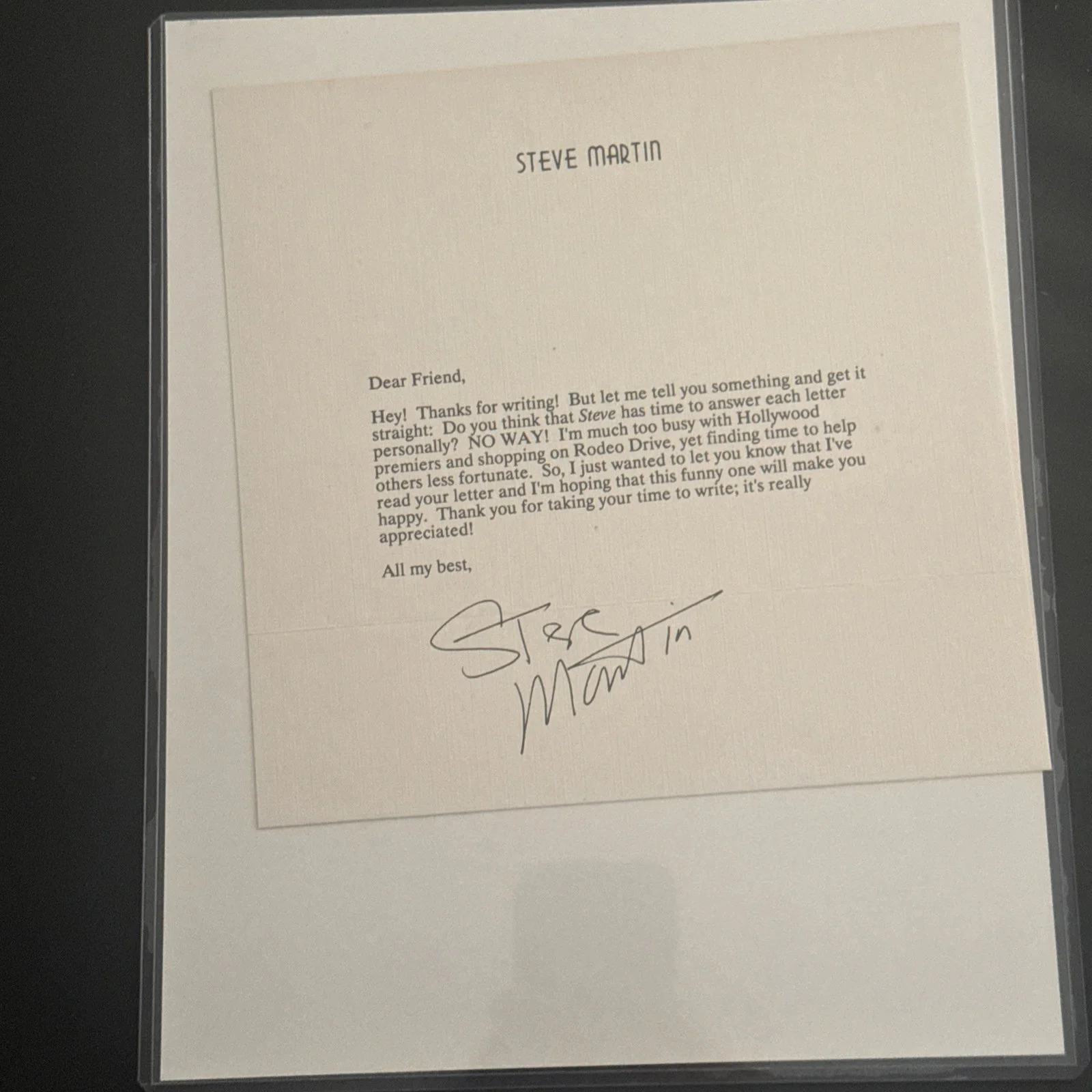 Autographed Steve Martin “To Nick All My Best” 8 x 10 Photo Signed w/ Fan Mail, изображение 2