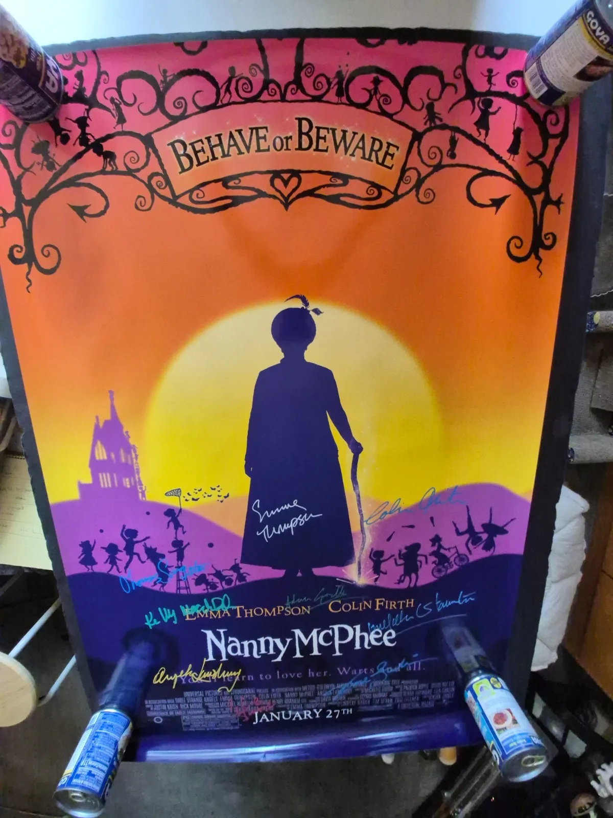 SEE BELOW — NANNY McPHEE- CAST SIGNED-THE MOVIE POSTER-vintage-w/COA ekim