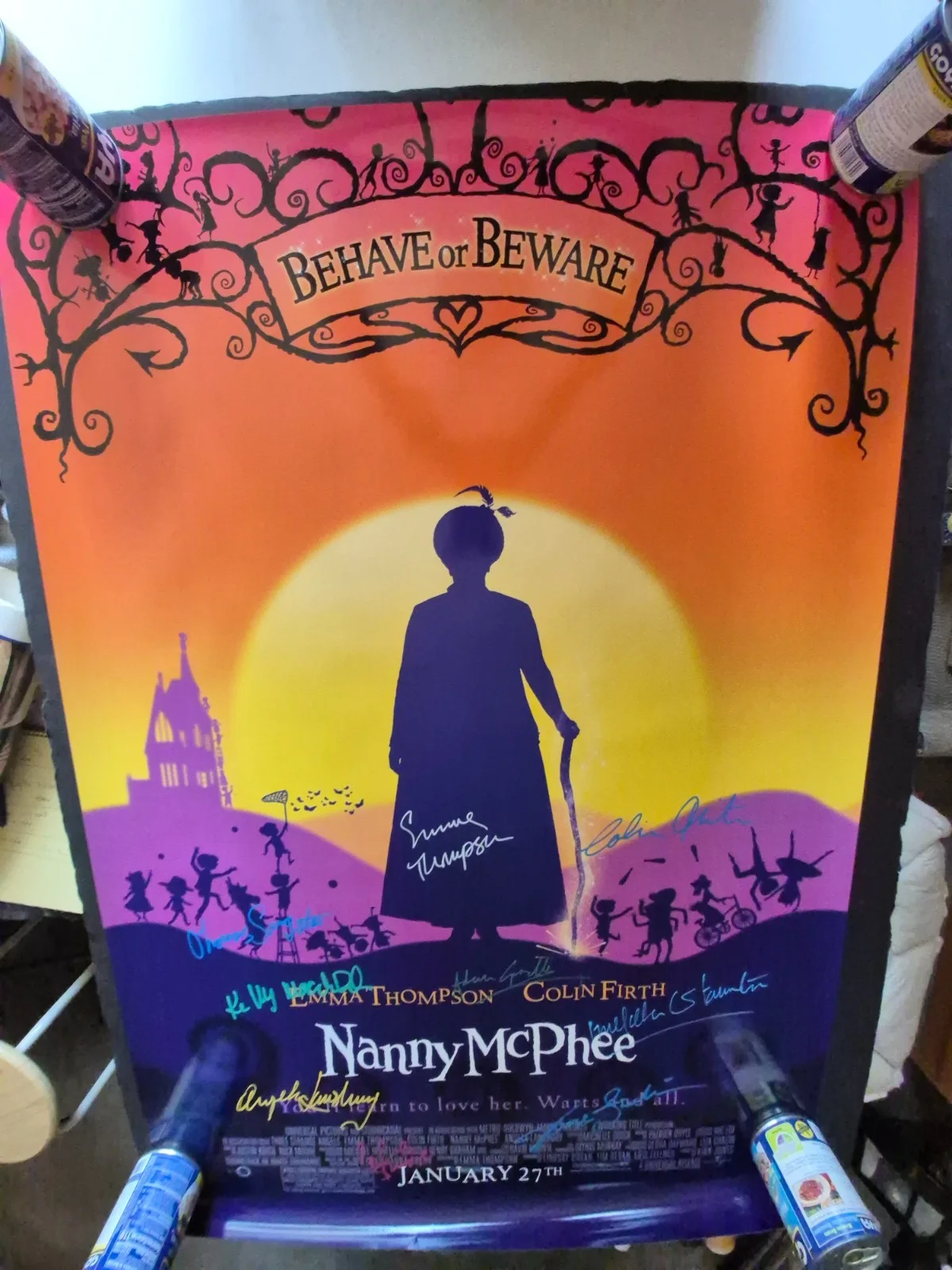 SEE BELOW — NANNY McPHEE- CAST SIGNED-THE MOVIE POSTER-vintage-w/COA ekim, image 2