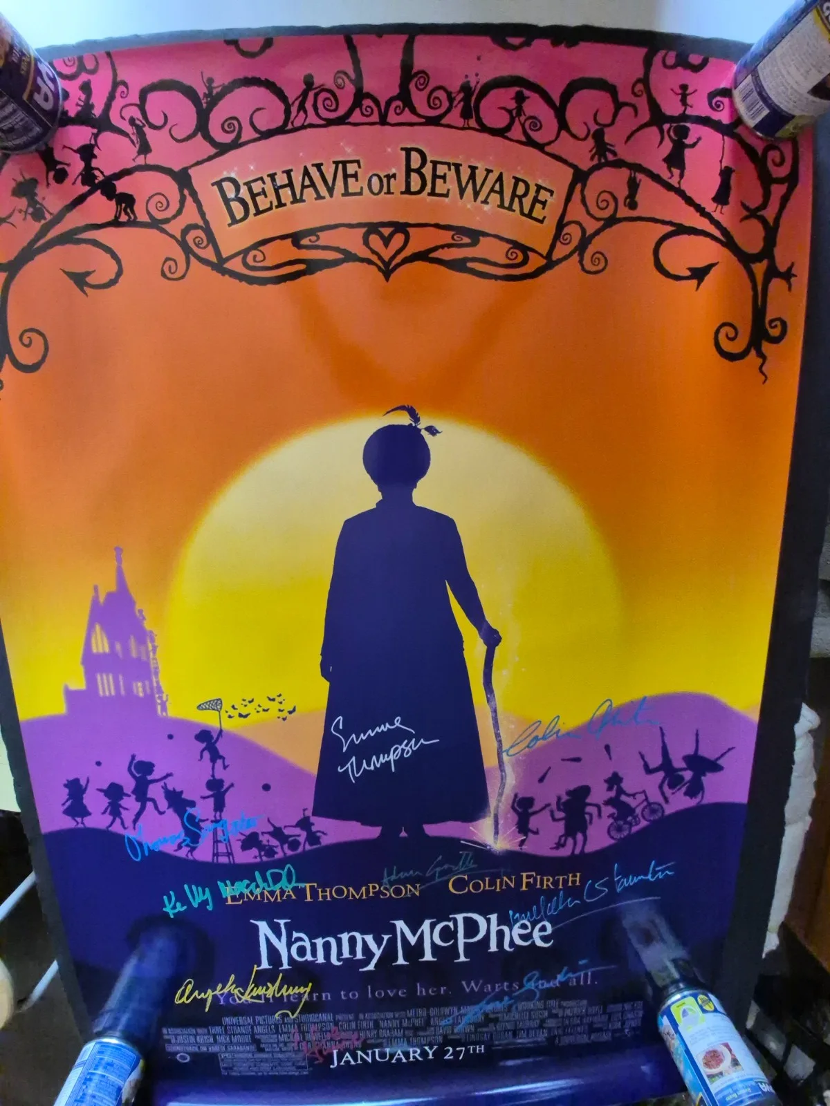 SEE BELOW — NANNY McPHEE- CAST SIGNED-THE MOVIE POSTER-vintage-w/COA ekim, image 3