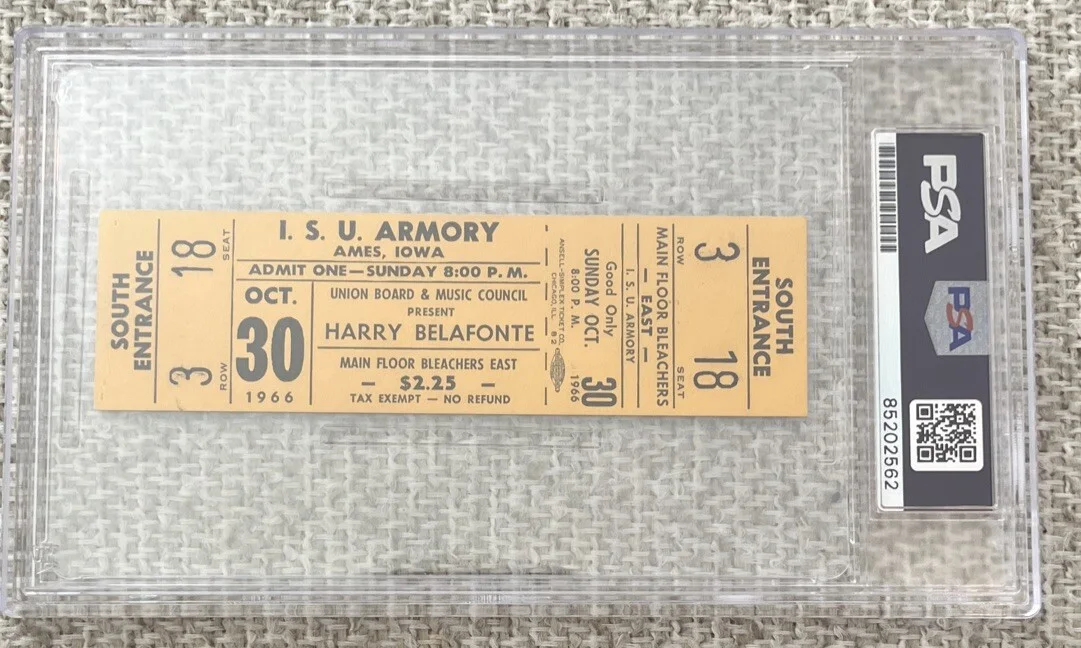 Harry Belafonte Singer/actor Signed 1966 Ticket Gem Autograph PSA/DNA Died 2023, изображение 2