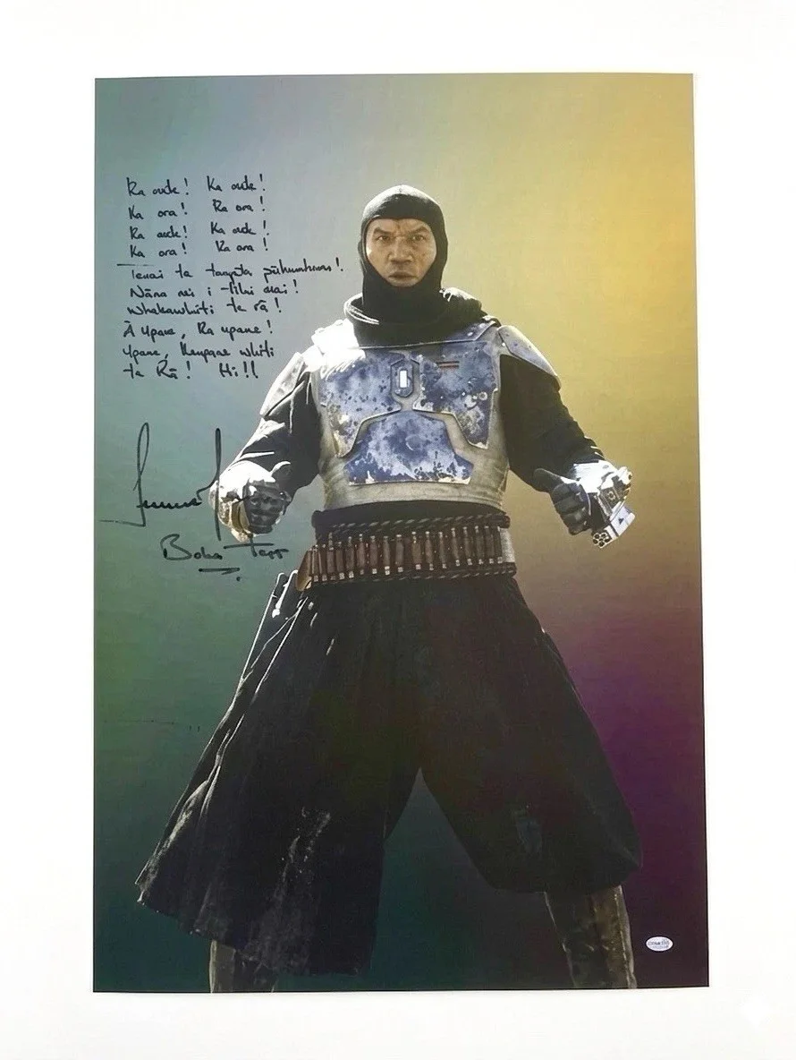 Temuera Morrison — Temuera Morrison Signed Star Wars Boba Fett 24x36 Poster Entire Haka! JSA 🔥✨