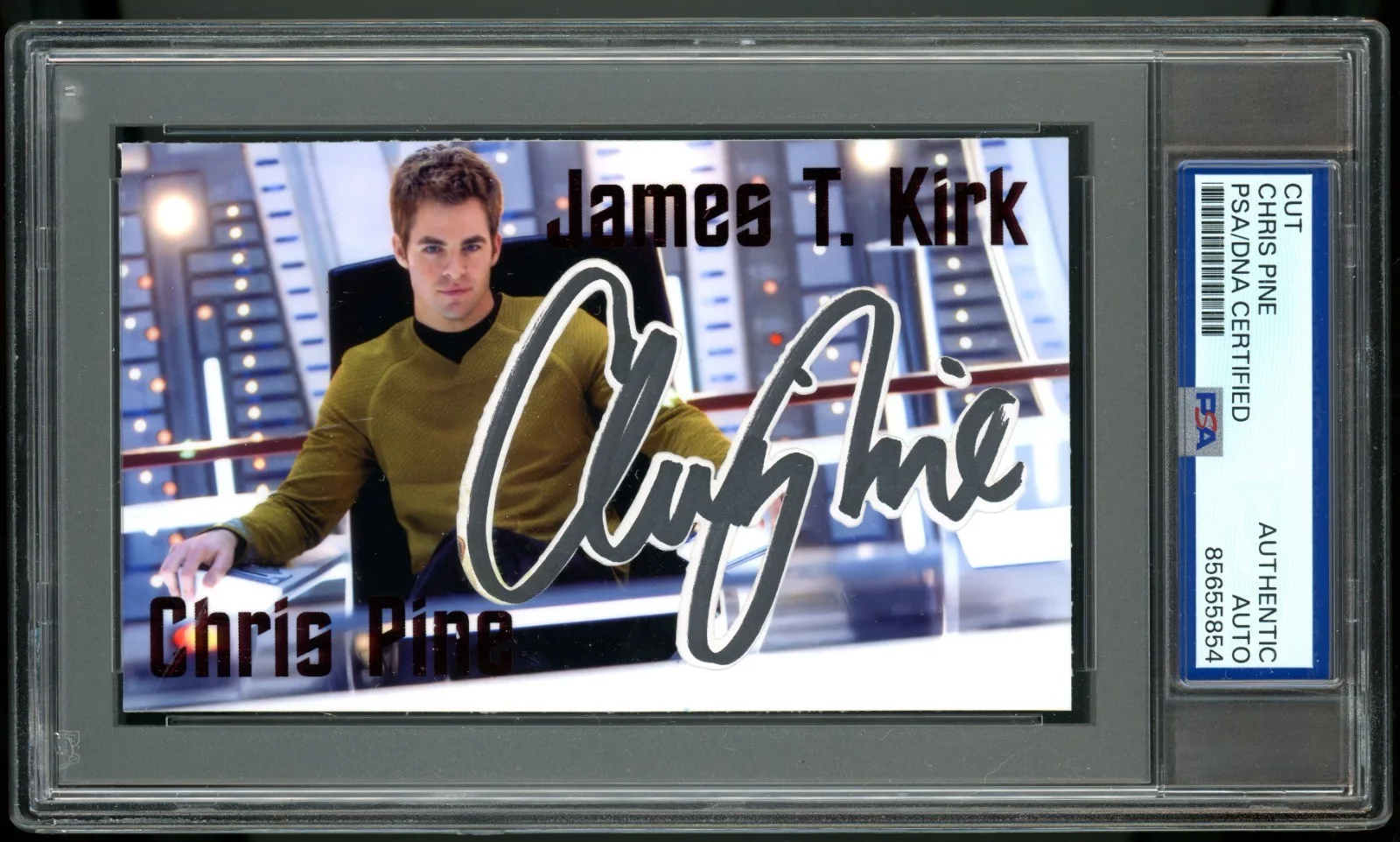 Chris Pine — Chris Pine Signed Captain Kirk Star Trek Custom Trading Card -PSA Slab 1/1 Auto
