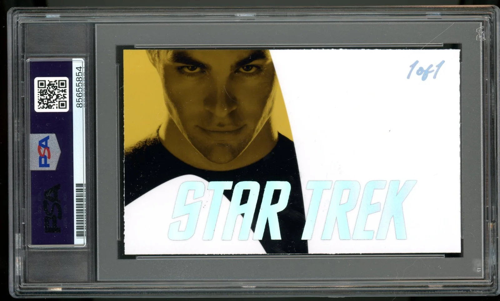 Chris Pine — Chris Pine Signed Captain Kirk Star Trek Custom Trading Card -PSA Slab 1/1 Auto, изображение 2