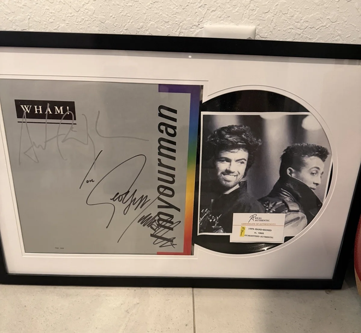George Micheal & Andrew Ridgeley — George Michael Andrew Ridgeley Wham! Signed Autograph LP I’m Your Man COA