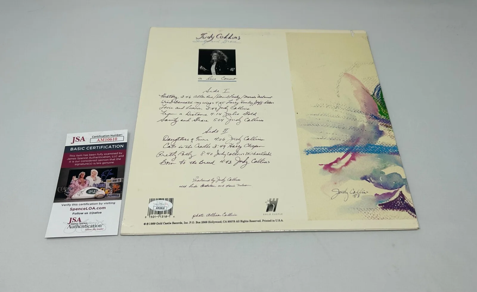 Judy Collins signed Sanity and Grace Album JSA COA, изображение 2