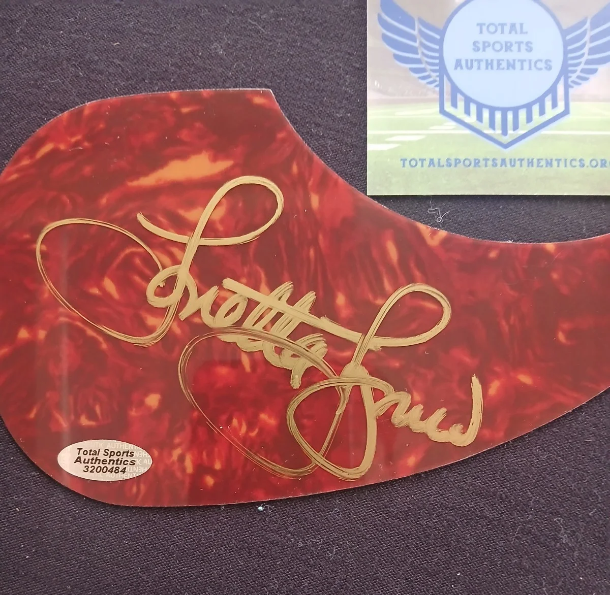 Loretta Lynn Hand Signed Guitar Pick Guard with COA Classic Country Gold Queen, image 2