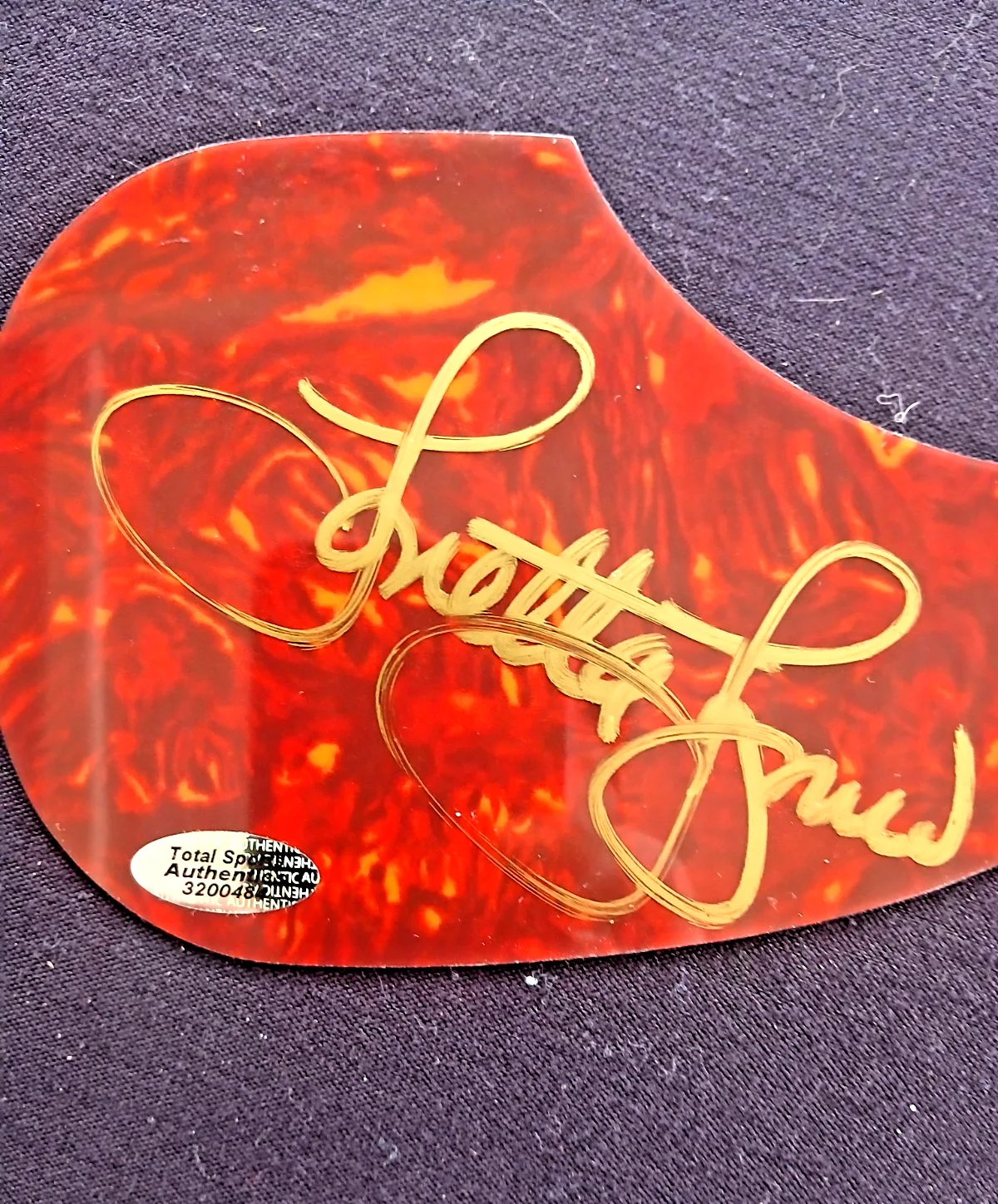 Loretta Lynn Hand Signed Guitar Pick Guard with COA Classic Country Gold Queen, image 3