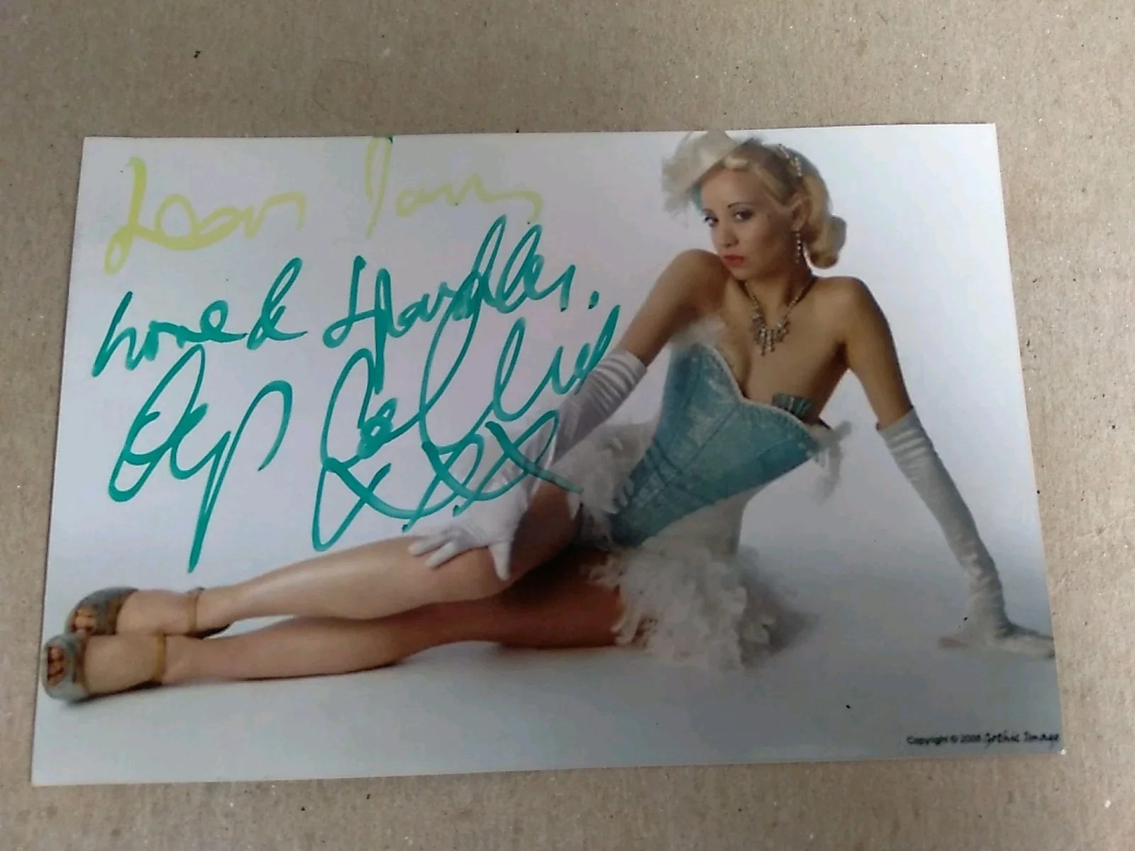 Chrys Columbine Burlesque Star Pin-up & Pianists Autographed Signed 6x4in Photo, изображение 2
