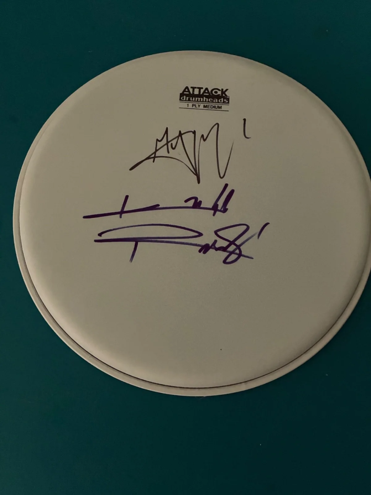 Rolling Stones Original Signed Drumhead by Mick Jagger and Kieth Richards, image 2