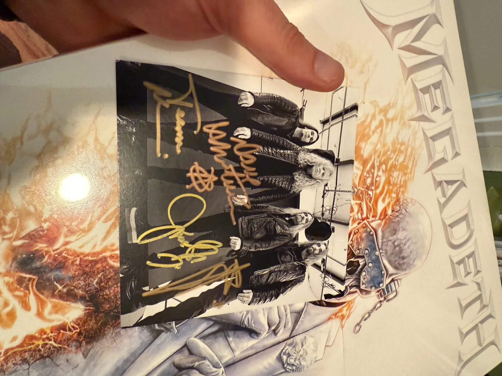Megadeth - Orange Black Corona 2LP Album Band Signed UK Exclusive, изображение 2