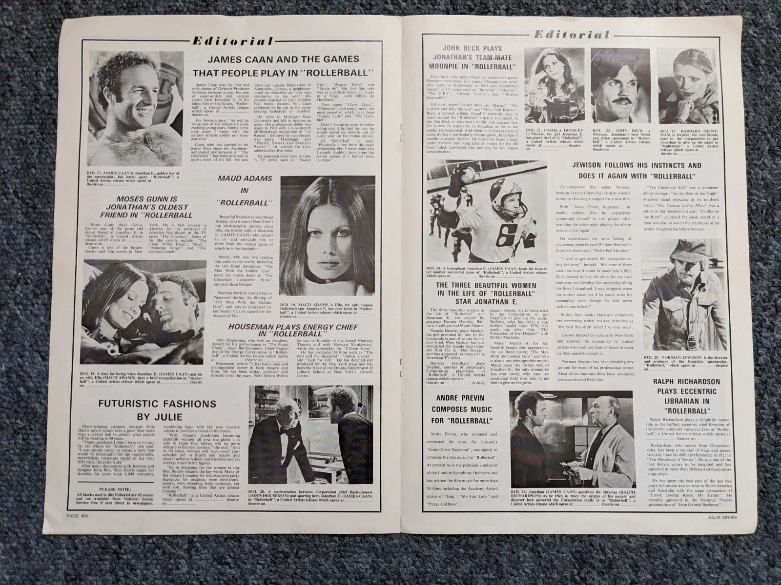 ROLLERBALL Original UK Pressbook., image 5