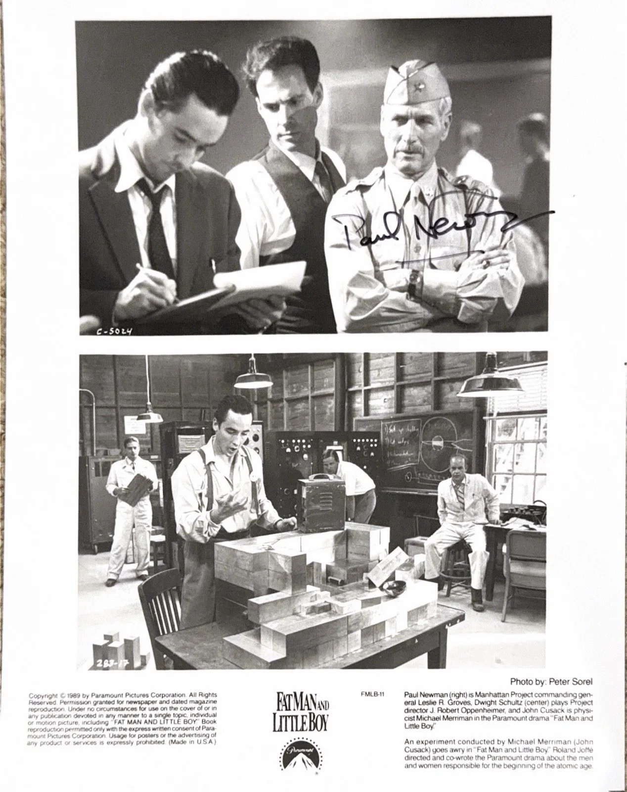 Paul Newman — ORIGINAL PAUL NEWMAN SIGNED PHOTO “FAT MAN AND LITTLE BOY” MOVIE AUTOGRAPH