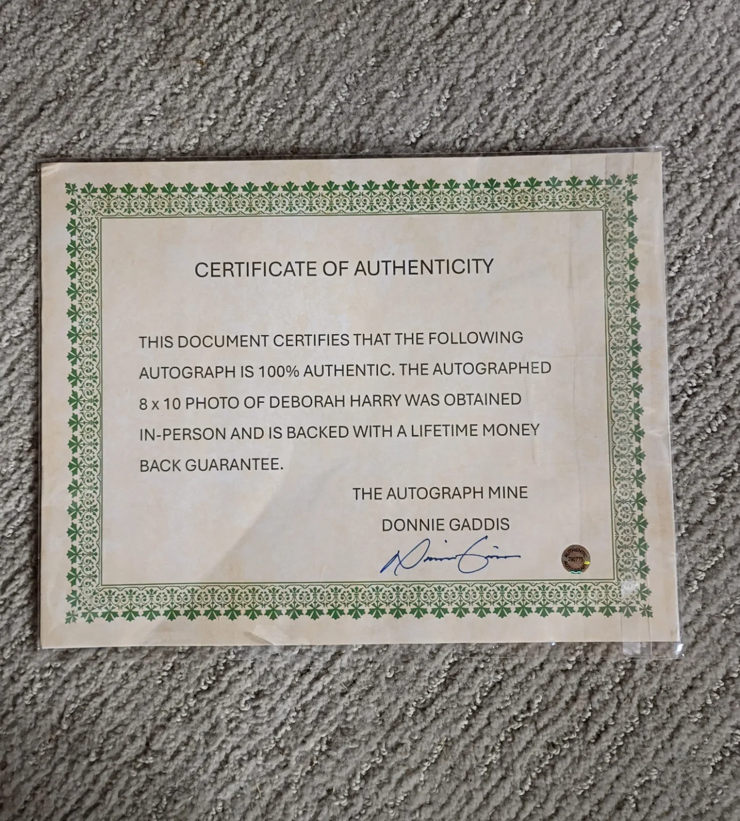 Deborah Harry — Deborah Harry Hand Signed 8x10 Photo Certificate Of Authenticity Blondie Singer, изображение 3