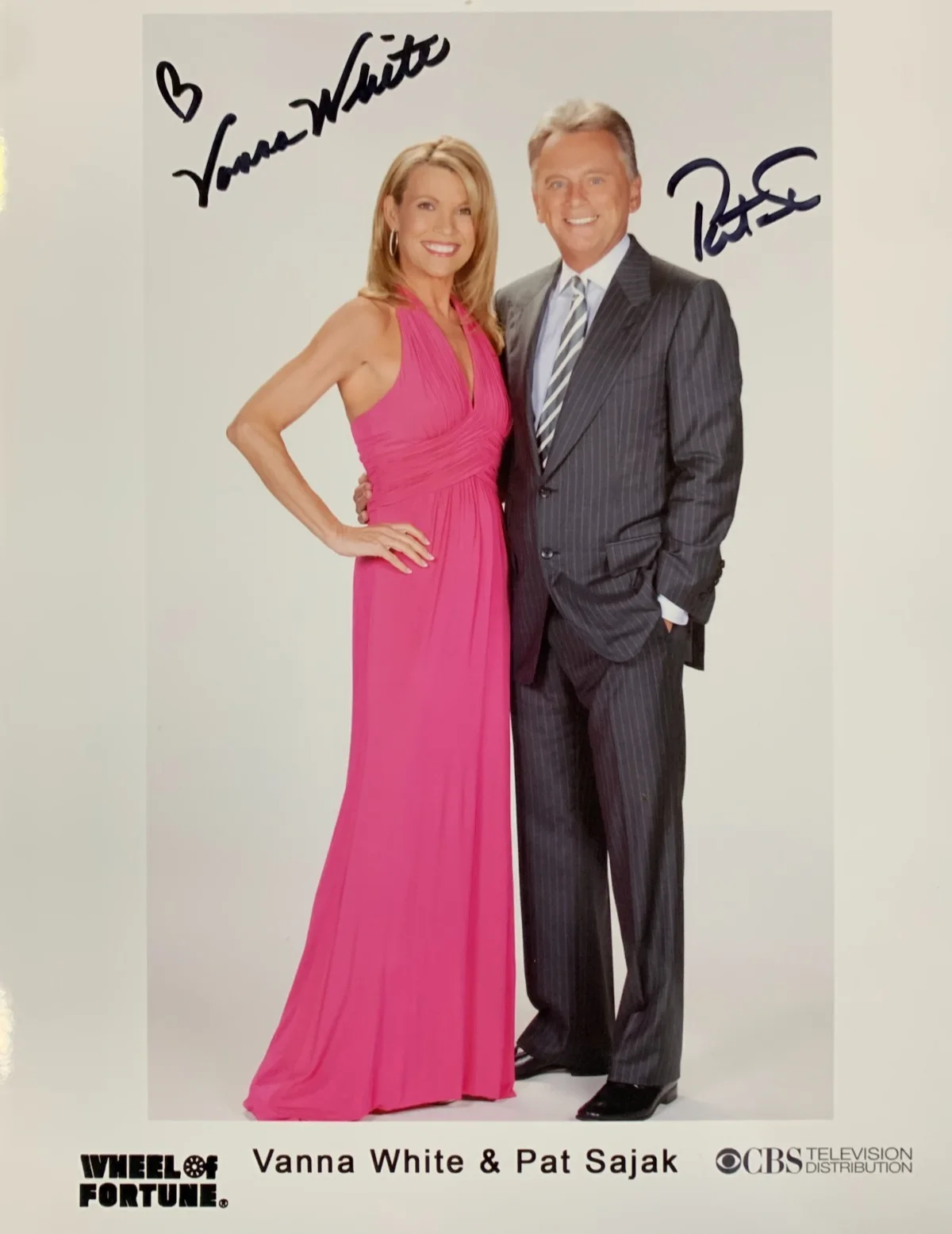 Pat Sajak, Vanna White — PAT SAJAK & VANNA WHITE signed WHEEL OF FORTUNE tv show photo, COA, 8"x10"