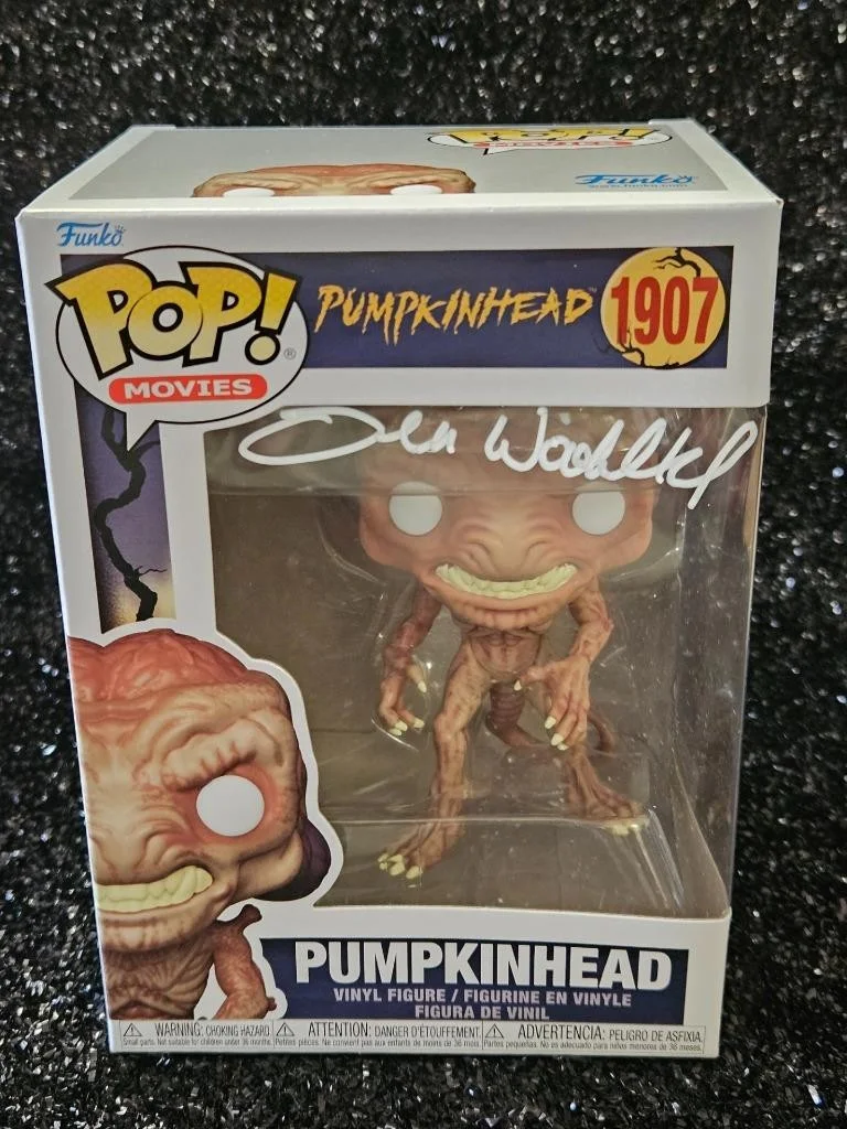 TOM WOODRUFF Jr — TOM WOODRUFF JR HAND SIGNED AUTOGRAPHED FUNKO POP! 1907 PUMKINHEAD FIGURE W/ COA