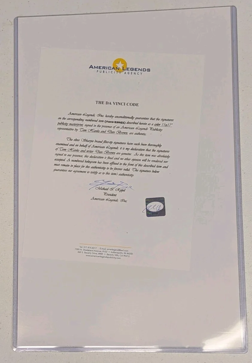 tom hanks — The Da Vinci Code Signed Autographed Movie Poster Tom Hanks, image 2