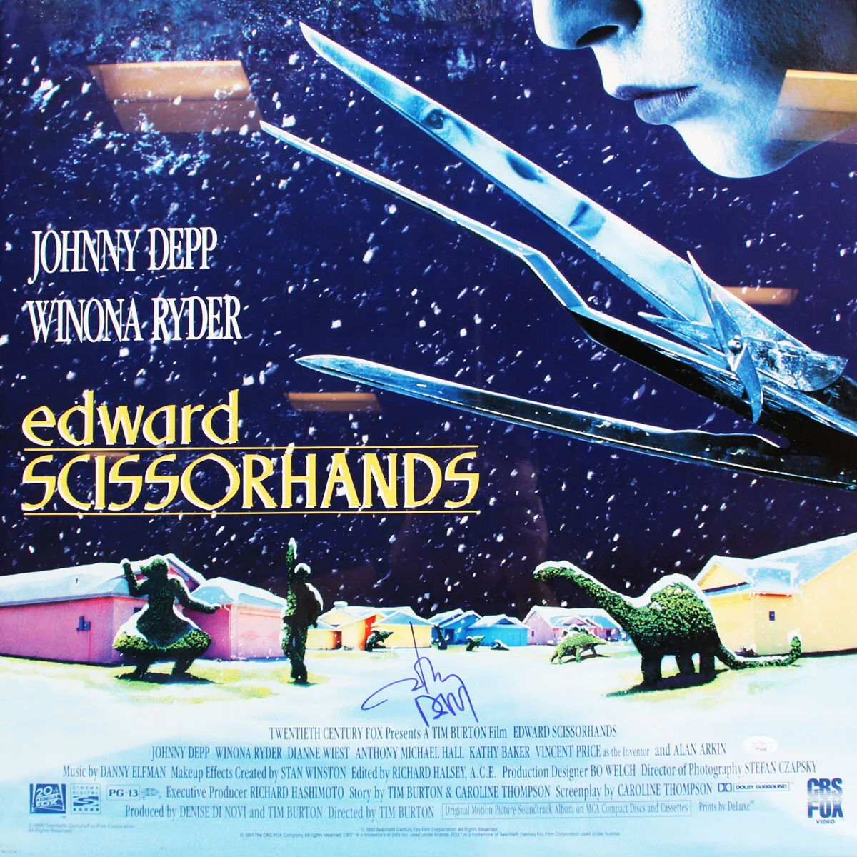 Johnny Depp Signed Movie Poster Edward Scissorhands - COA JSA, изображение 5