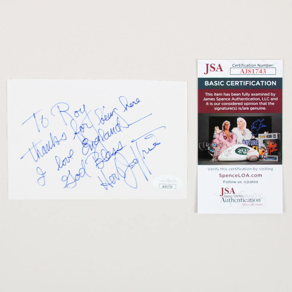 Herb Jeffries Signed Cut 4x6 - COA JSA, image 2