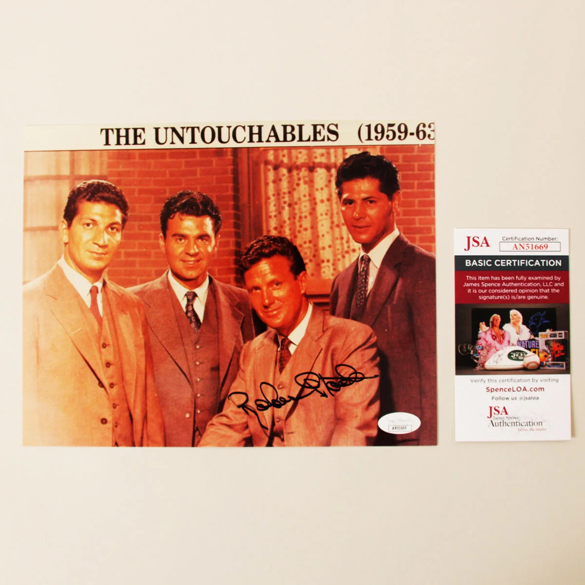 Robert Stack Signed Photo 8x10 The Untouchables - COA JSA, image 3