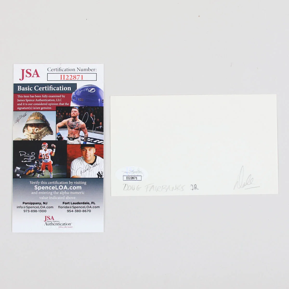Douglas Fairbanks Jr. Signed Index Card - COA JSA, image 2