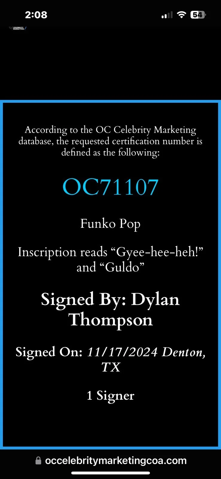 Dylan Thompson — Signed DYLAN THOMPSON Guldo Dragonball Z 1491 Funko Pop Autograph OCCM Red 71107, image 4