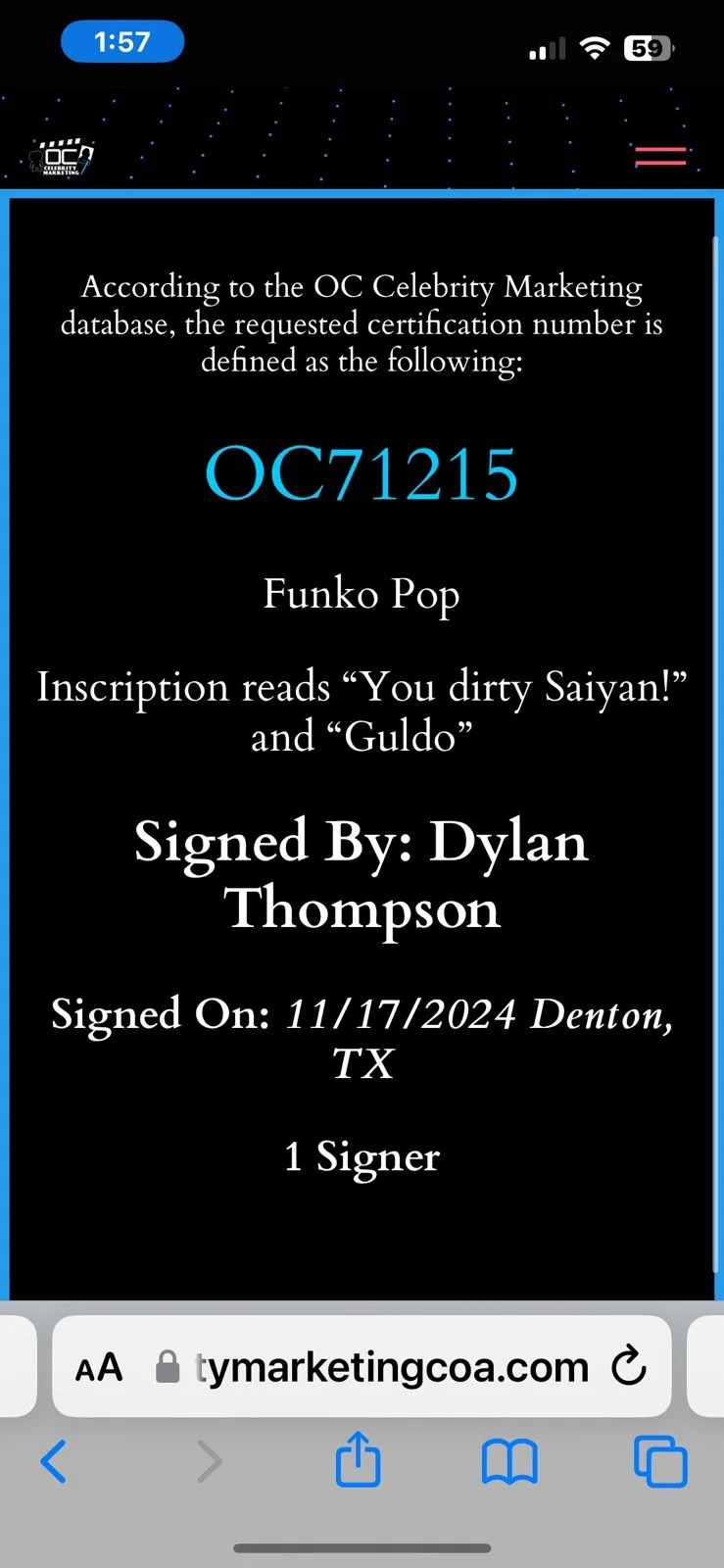 Dylan Thompson — Signed DYLAN THOMPSON Guldo Dragonball Z 1491 Funko Pop Autograph OCCM Red 71215, image 4