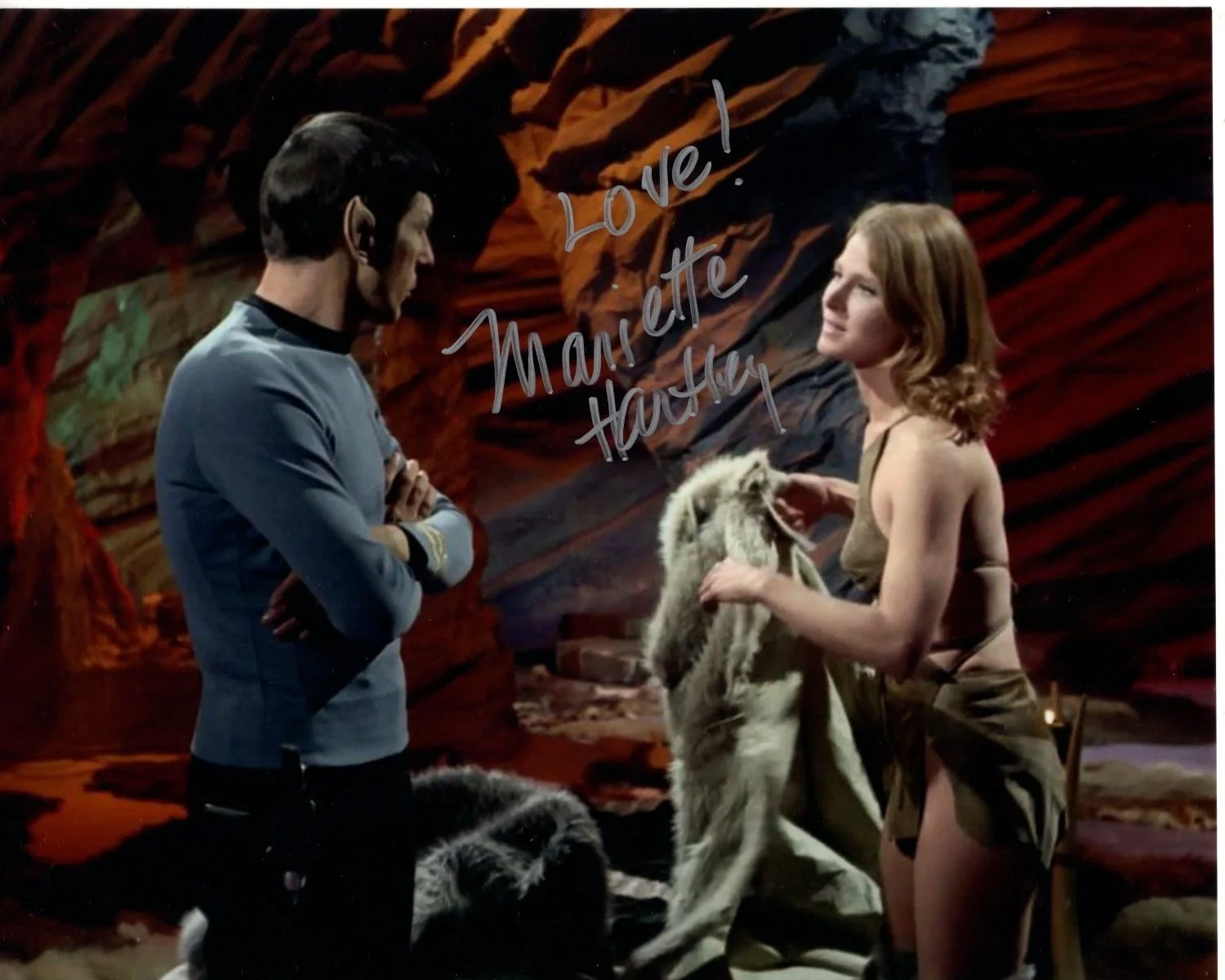 Mariette Hartley — MARIETTE HARTLEY Signed Autographed 8x10 STAR TREK w/ LEONARD NIMOY Photo
