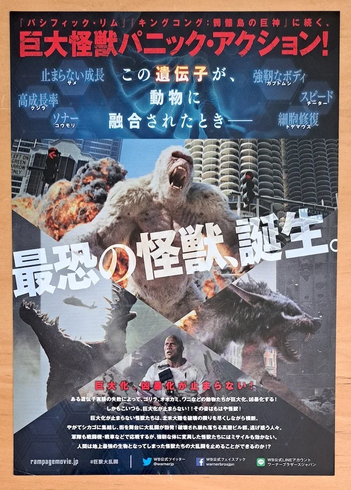RAMPAGE ORIGINAL JAPANESE CHIRASHI POSTER THE ROCK, image 2
