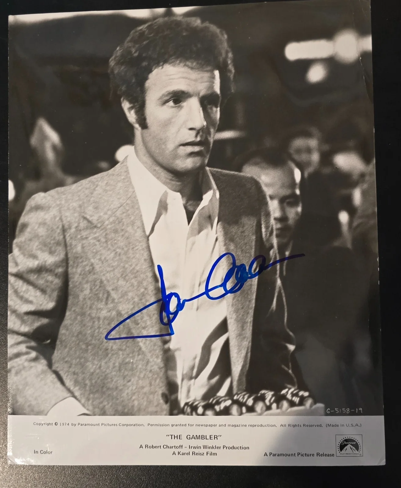 JAMES CAAN — JAMES CAAN SIGNED THE GAMBLER PR 8 X10 BOLD W COA