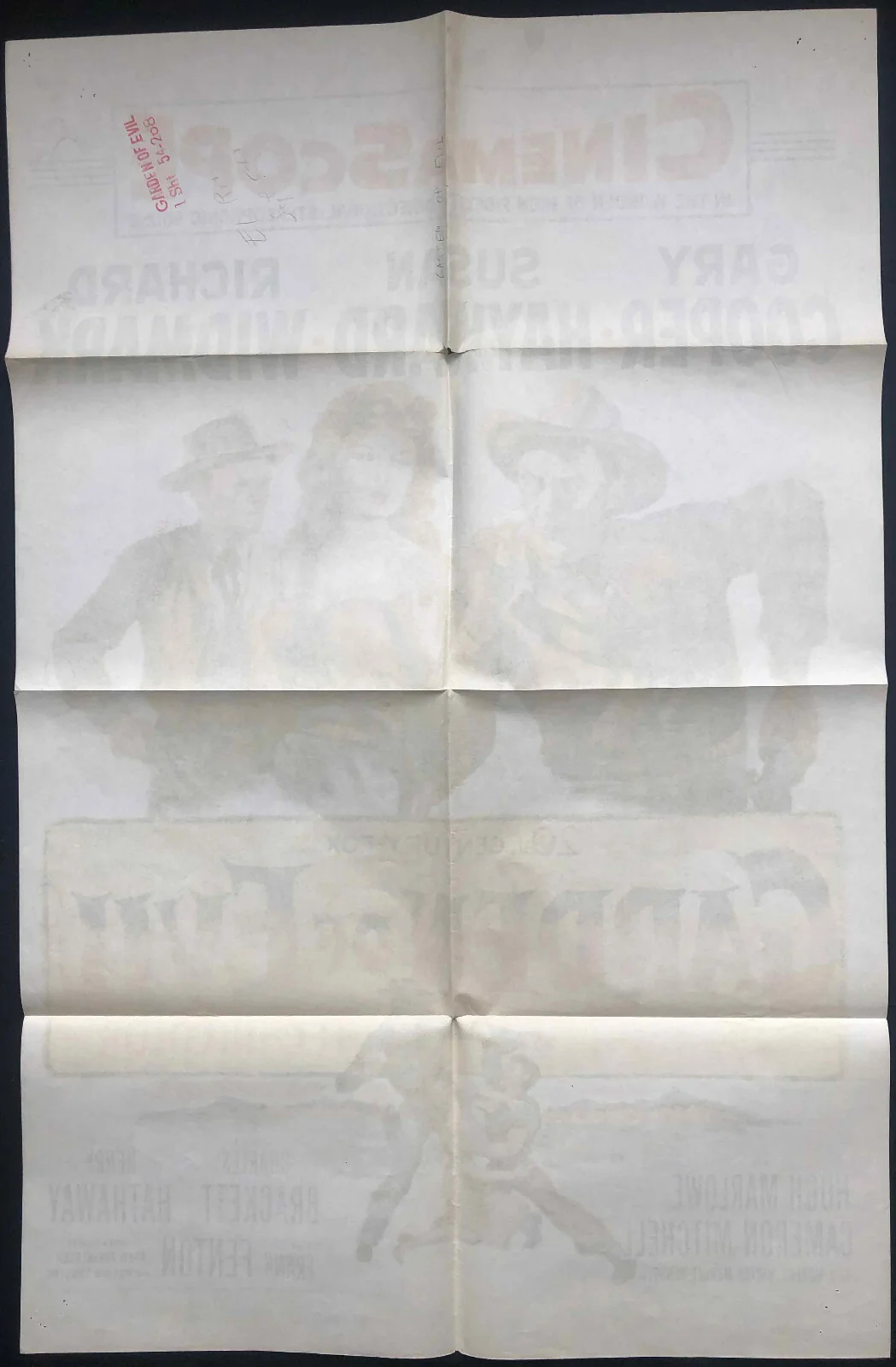 GARDEN OF EVIL (1954) poster, GARY COOPER, SUSAN HAYWARD, HENRY HATHAWAY signed!, image 3