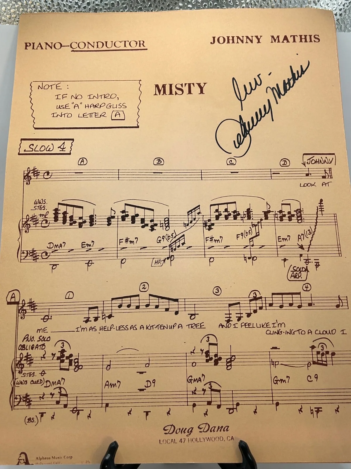 johnny mathis autographed sheet music and photo, image 2