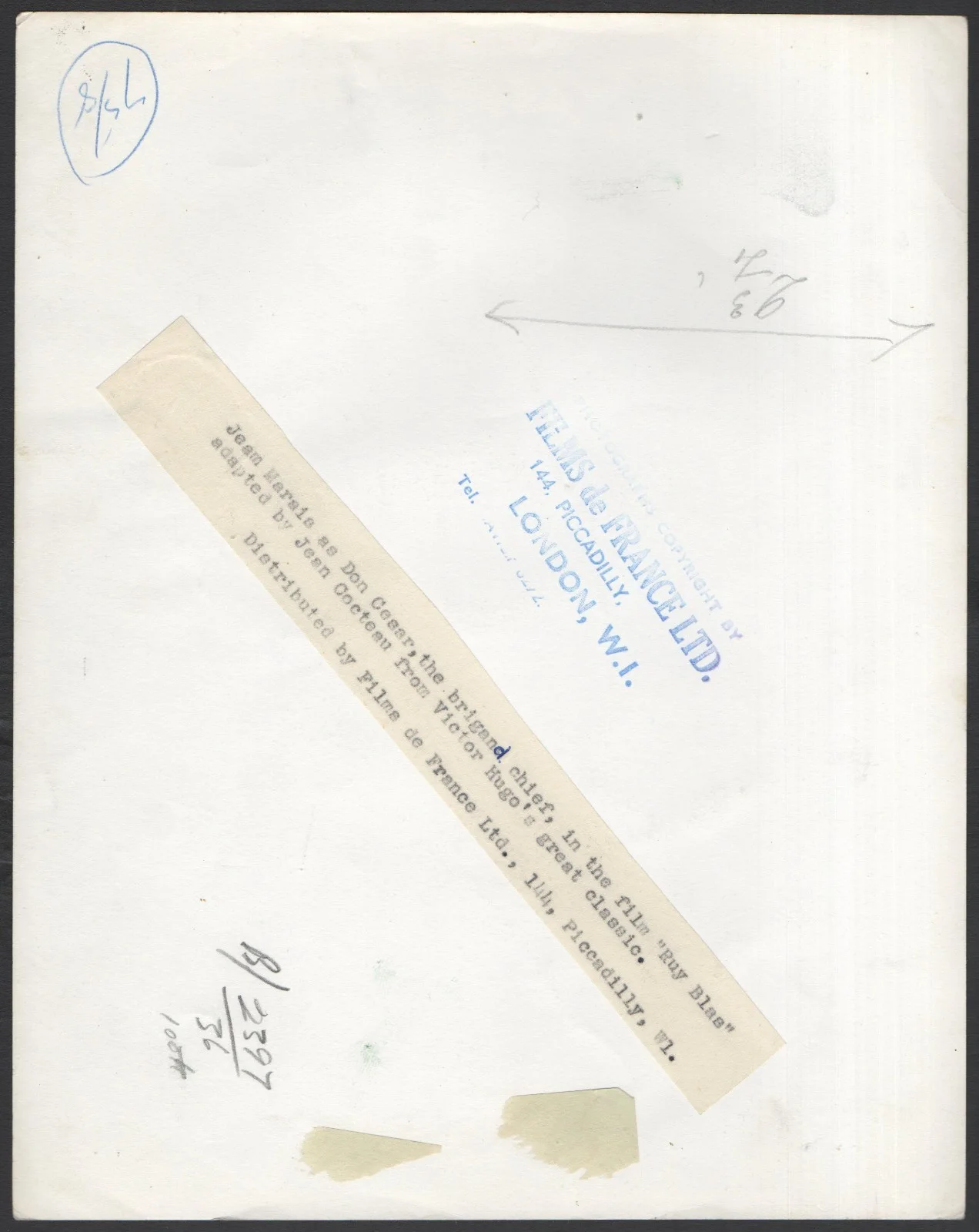 RUY BLAS 1948 Jean Marais, Victor Hugo, Jean Cocteau 10x8 STILL, image 2