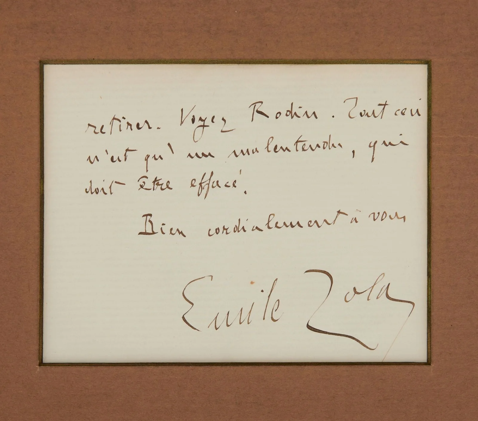 EMILE ZOLA - Autograph Letter regarding Rodin's Monument to Balzac, image 2