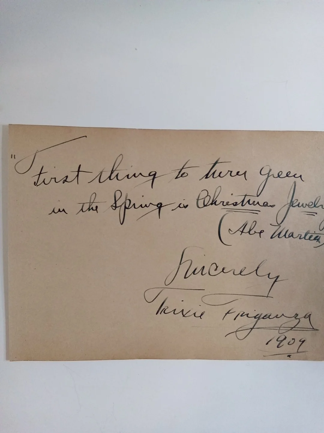 Trixie Friganza Signed Autograph Book Page JSA Authenticated Vaudeville..., image 2