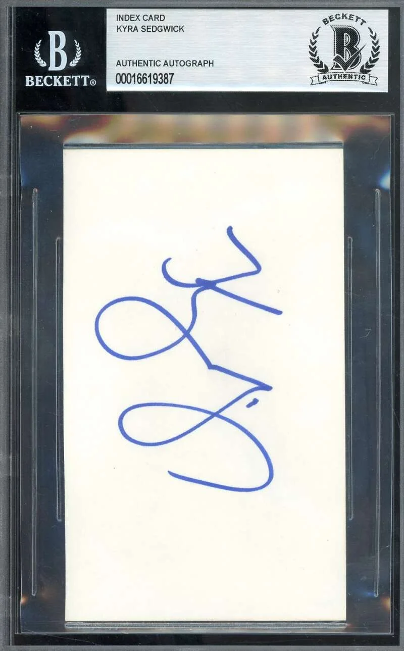 Kyra Sedgwick — Kyra Sedgwick Beckett BAS Signed 3x5 Index Card Autograph