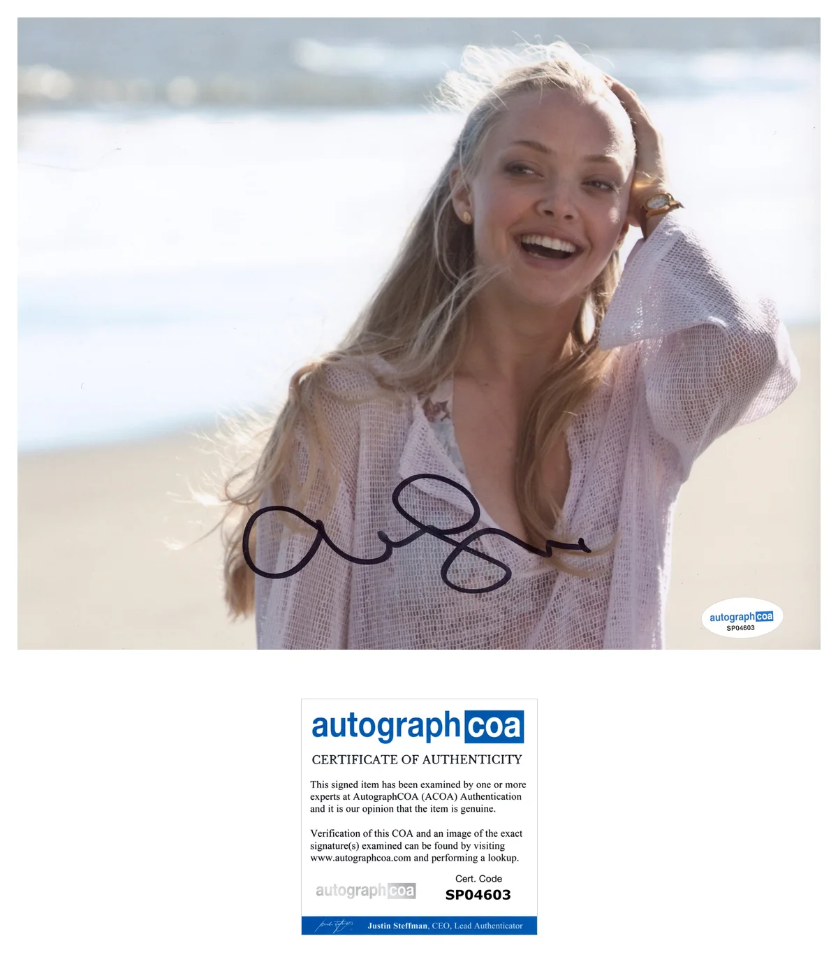 Amanda Seyfried Mamma Mia Autographed Signed 8x10 Photo ACOA, image 2