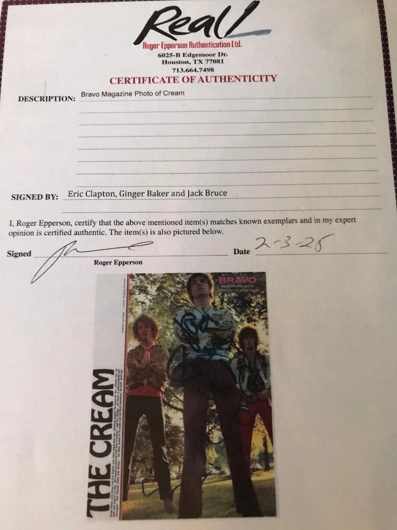 CREAM FULLY SIGNED X3 MAGAZINE FOLDOUT PHOTO FULL COA ROGER EPPERSON VERY RARE!!, изображение 2