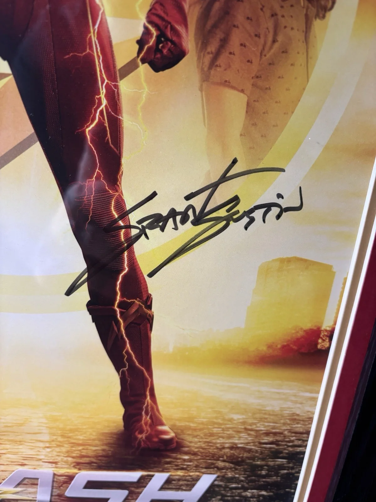 CW The Flash Season 3 Grant Gustin Signed 11x17 Inch Mini Poster Framed Matted, image 2