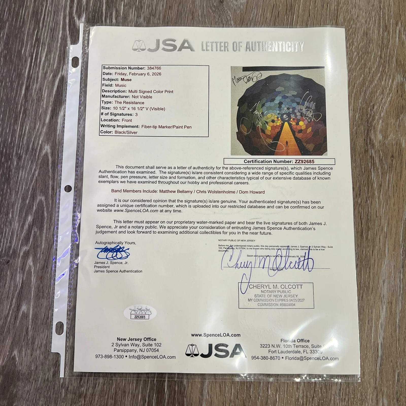 Muse 'The Resistance' Signed Autographed Full Band Framed Print [JSA], image 2