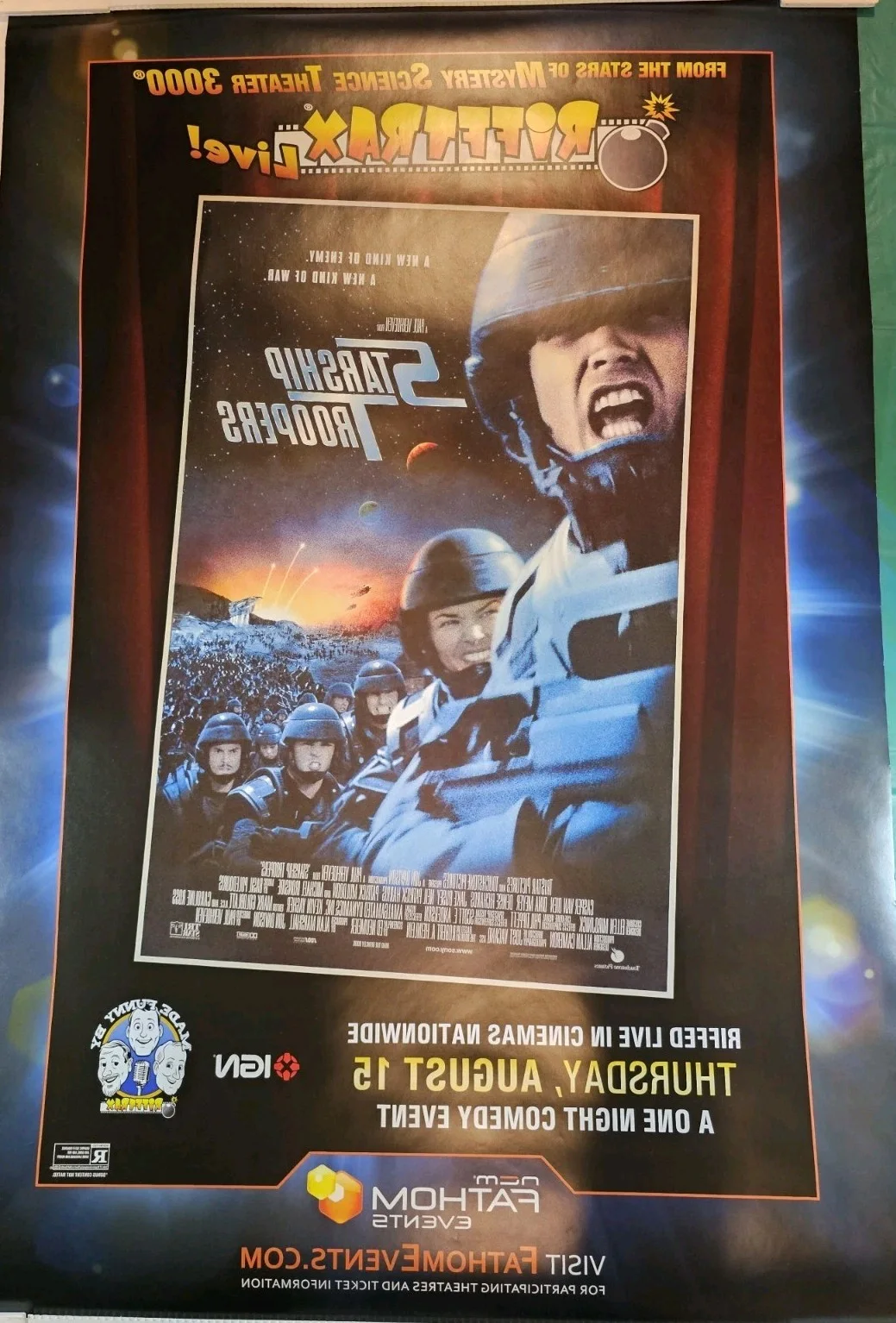 Casper Van Dien, Dina Meyer, Denise Richards — Riff Trax Starship Troopers 2 Sided Movie Poster Autographed by 3 Cast Riffers, изображение 2