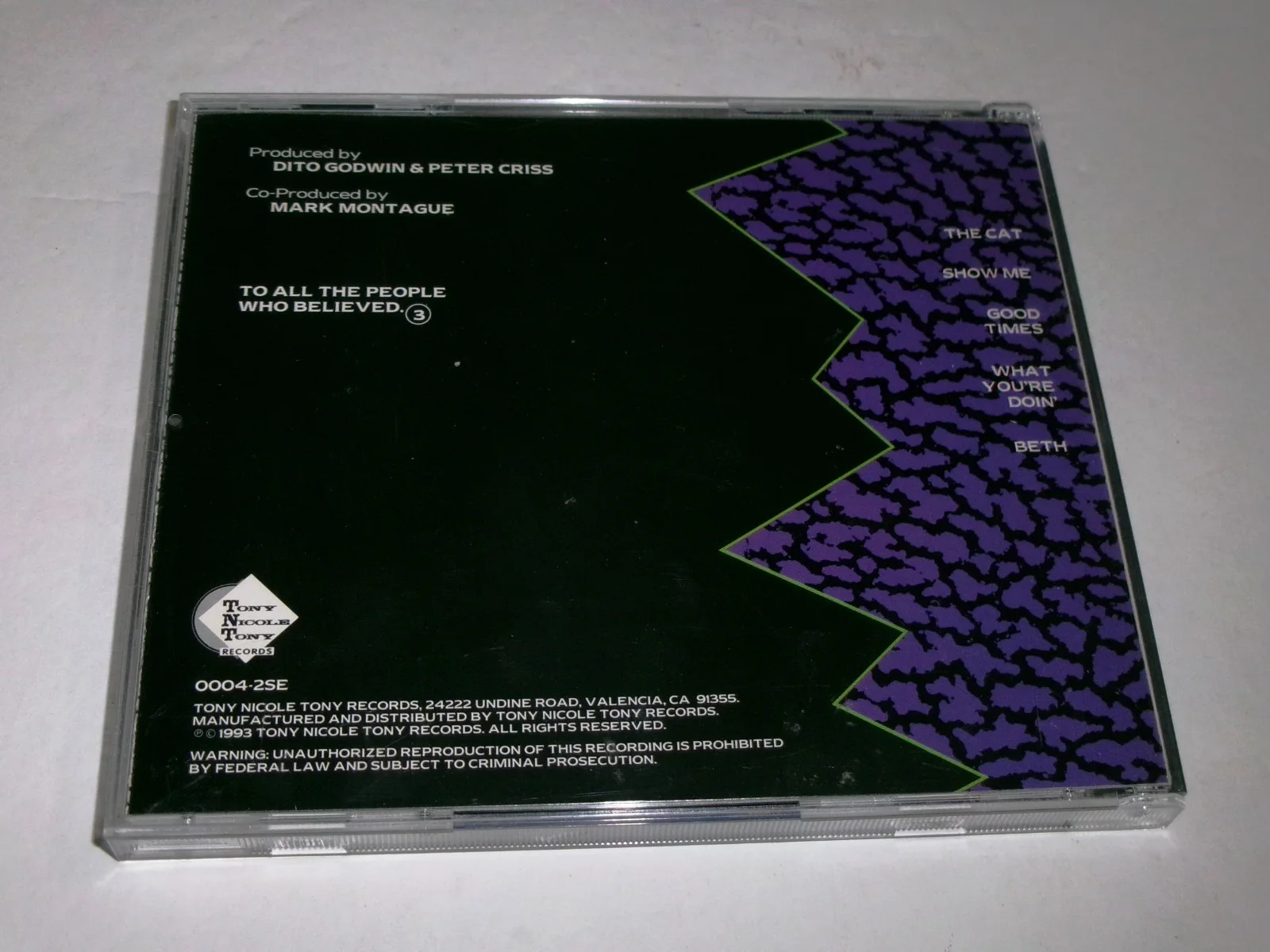1993 Peter Criss 5 Song Limited Edition Numbered Criss CD SIGNED JSA CERT, image 3
