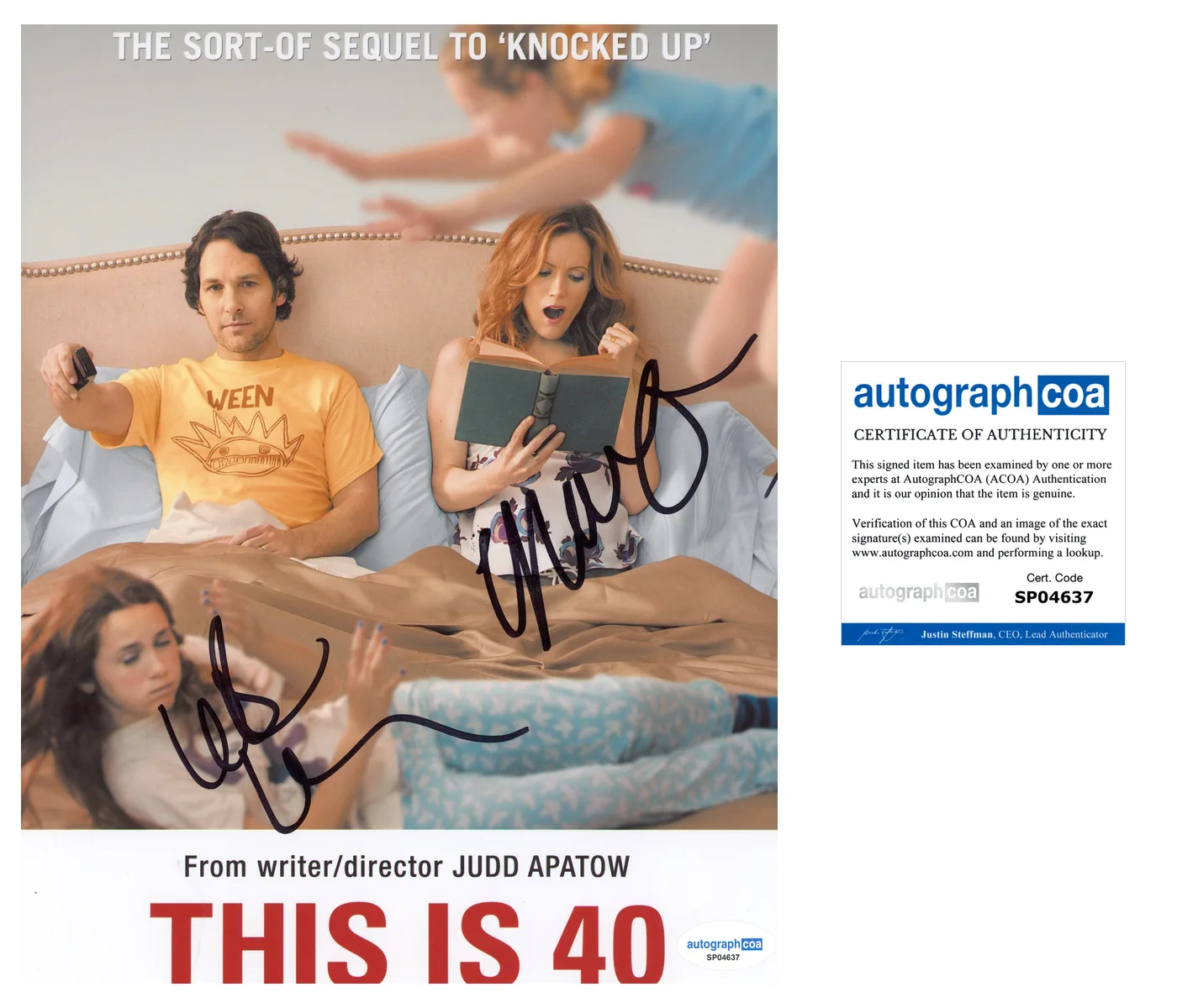Maude Aatow Leslie Mann This is 40 Autographed Signed 8x10 Photo ACOA, изображение 2