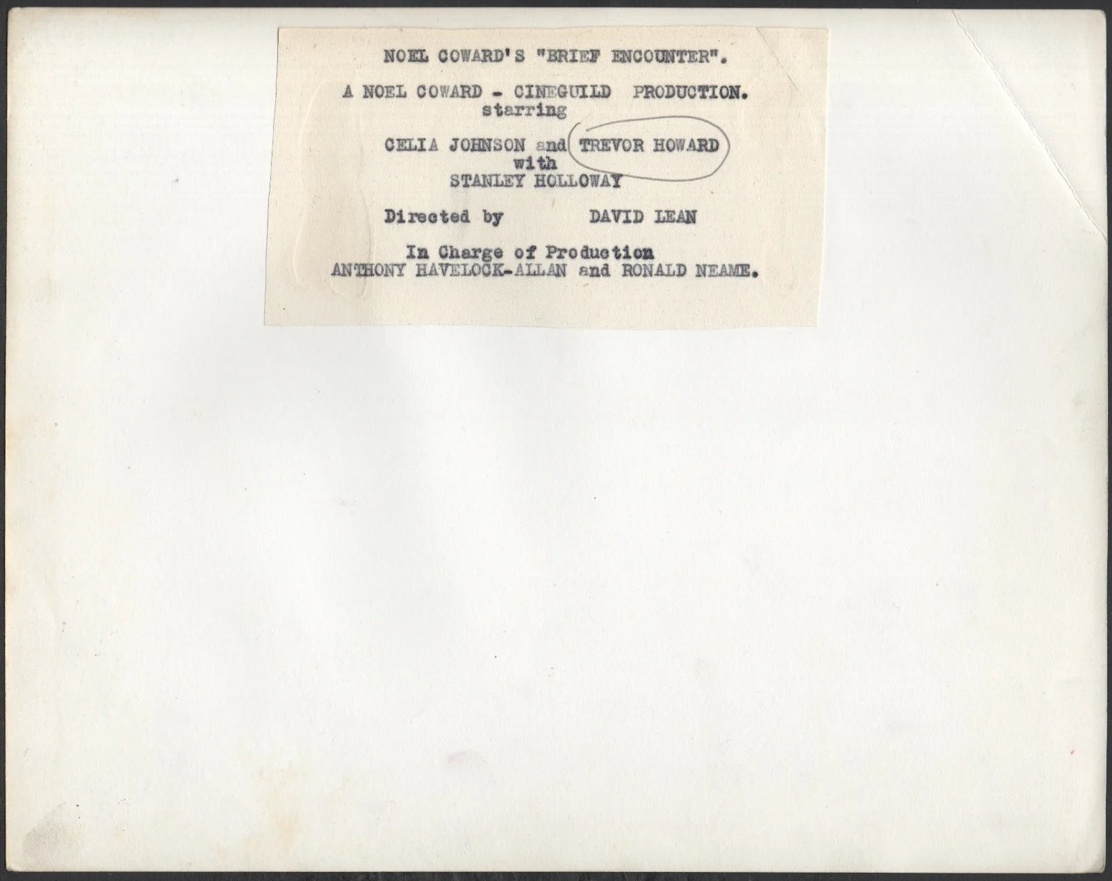 BRIEF ENCOUNTER 1955 Trevor Howard, David Lean 10x8 STILL, image 2