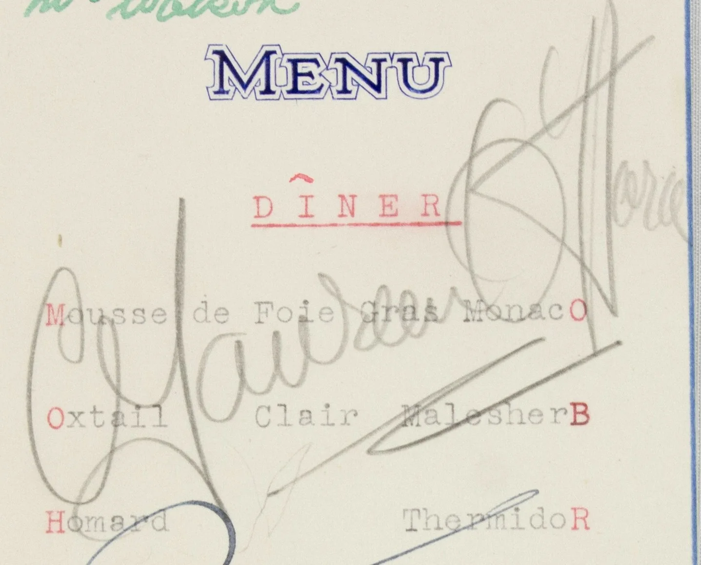 1946 Autographs Maureen O'Hara + Pat O'Brien Original Signatures on DUBLIN Menu, изображение 2